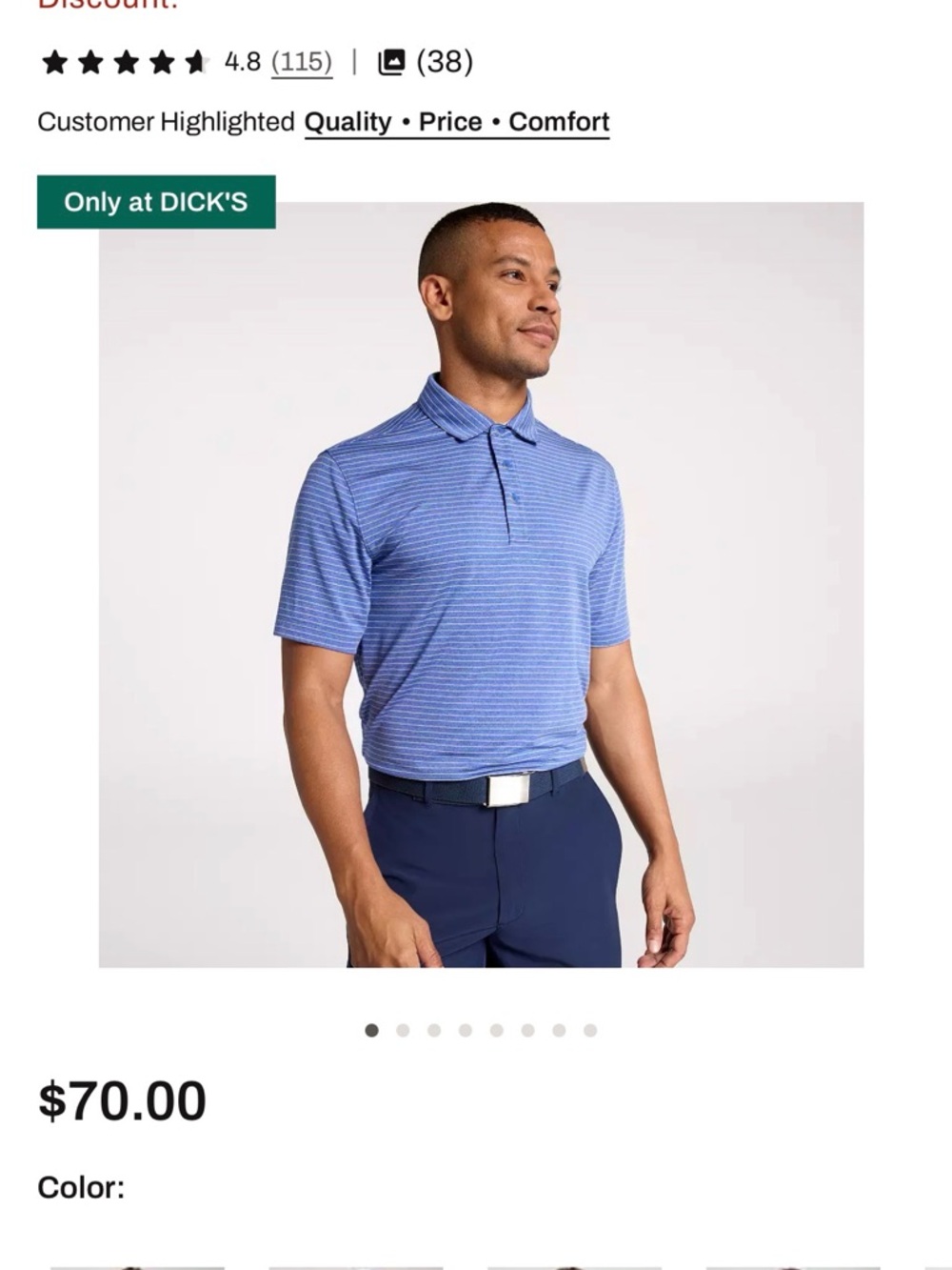 Walter Hagen Blue Micro-Striped Golf Polo
